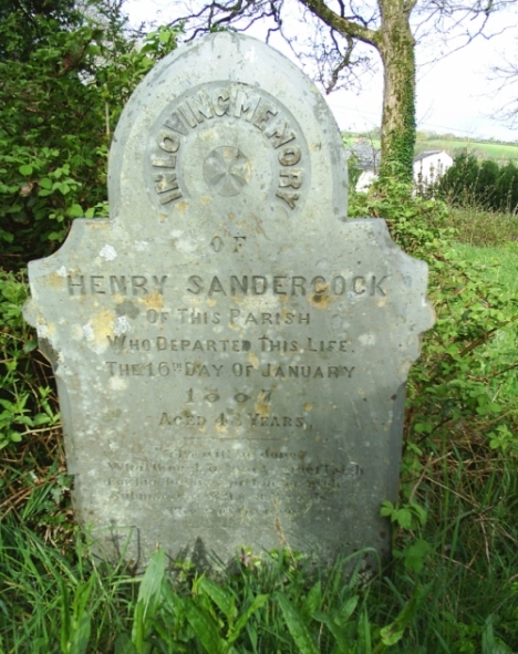 Henry Sandercock tombstone in Cardinham Churchyard