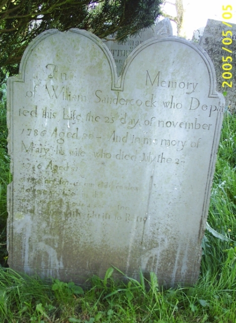 Grave of William and Mary Sandercock, Cardinham, Cornwall