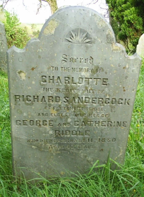 Sandercock tombstone in Cardinham churchyard, Cornwall