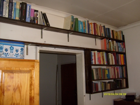 Val and Jethro added new shelves, so we could put out some of our small books stored in boxes. 