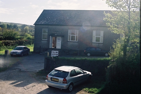 Cardinham parish hall, Cornwall, being set up for use as a polling station in the General election, 5 May 2005