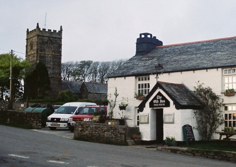 St Breward Church and pub. 5 May 2005